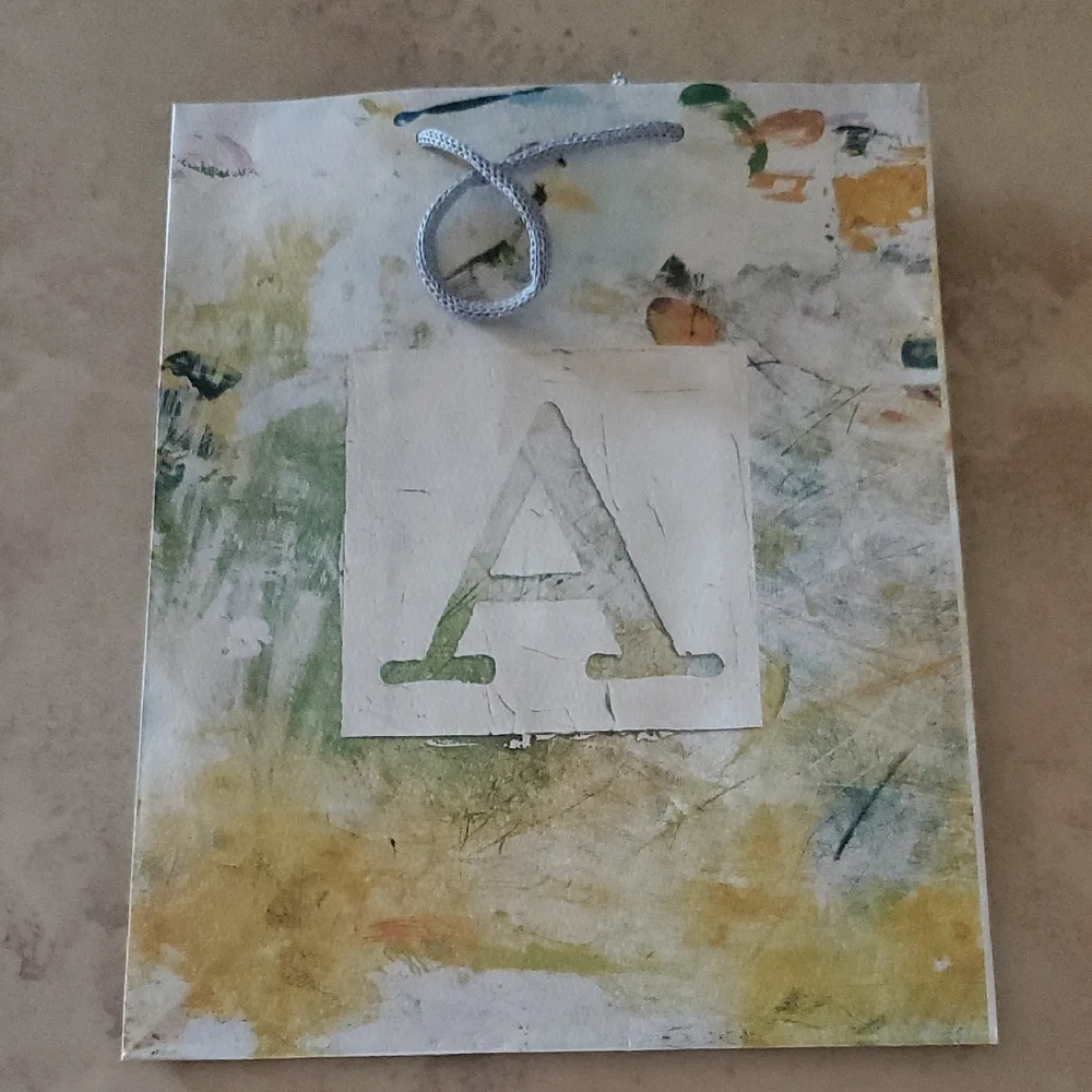 Anthropologie Monogram 'A' Gift Bag - Green and Yellow